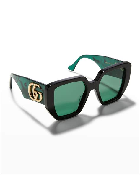 gucci oversized sunglasses green|gucci oversize rectangular sunglasses.